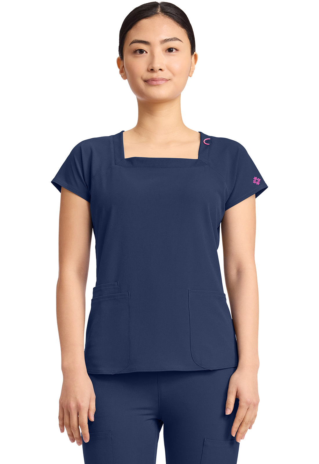 AMP MC704 Women's 3-Pocket Square Neck Top Navy