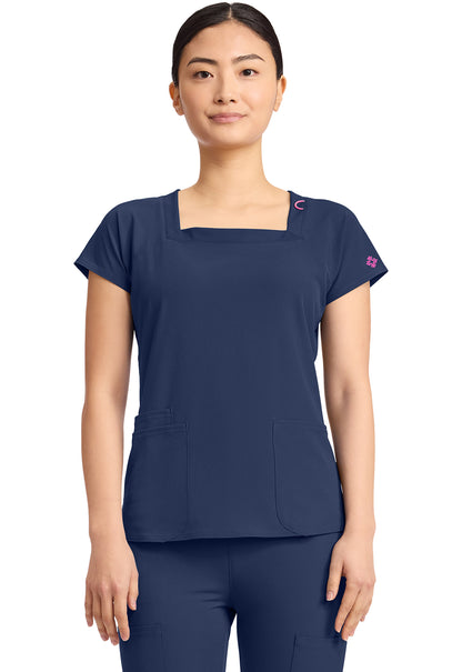 AMP MC704 Women's 3-Pocket Square Neck Top Navy