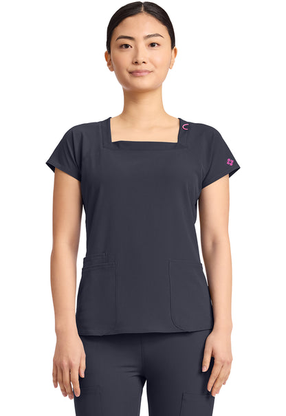 AMP MC704 Women's 3-Pocket Square Neck Top Pewter