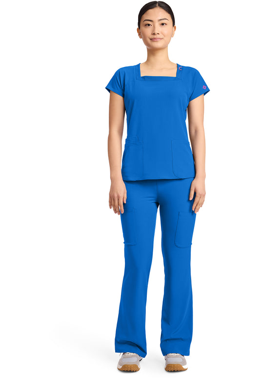 Amp MC704 Women's 3-Pocket Square Neck Scrub Top Royal