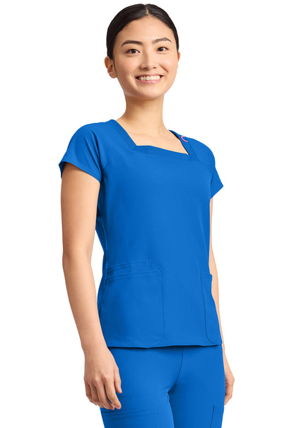 AMP MC704 Women's 3-Pocket Square Neck Top Royal