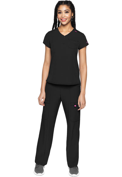 AMP MC705 Quarter Zip V-Neck Tuckable Top Black