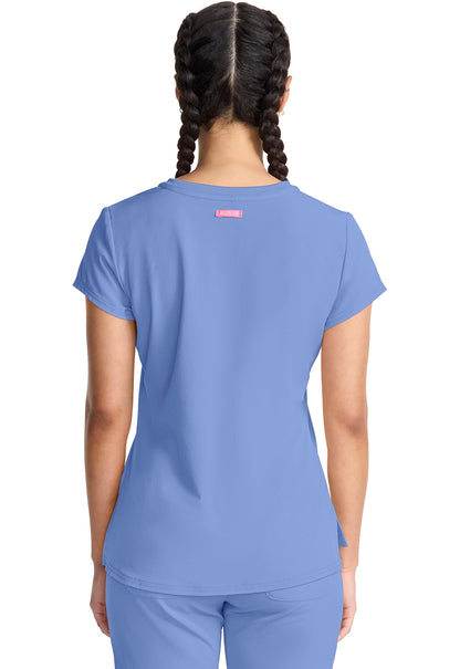 AMP MC705 Quarter Zip V-Neck Tuckable Top Ciel