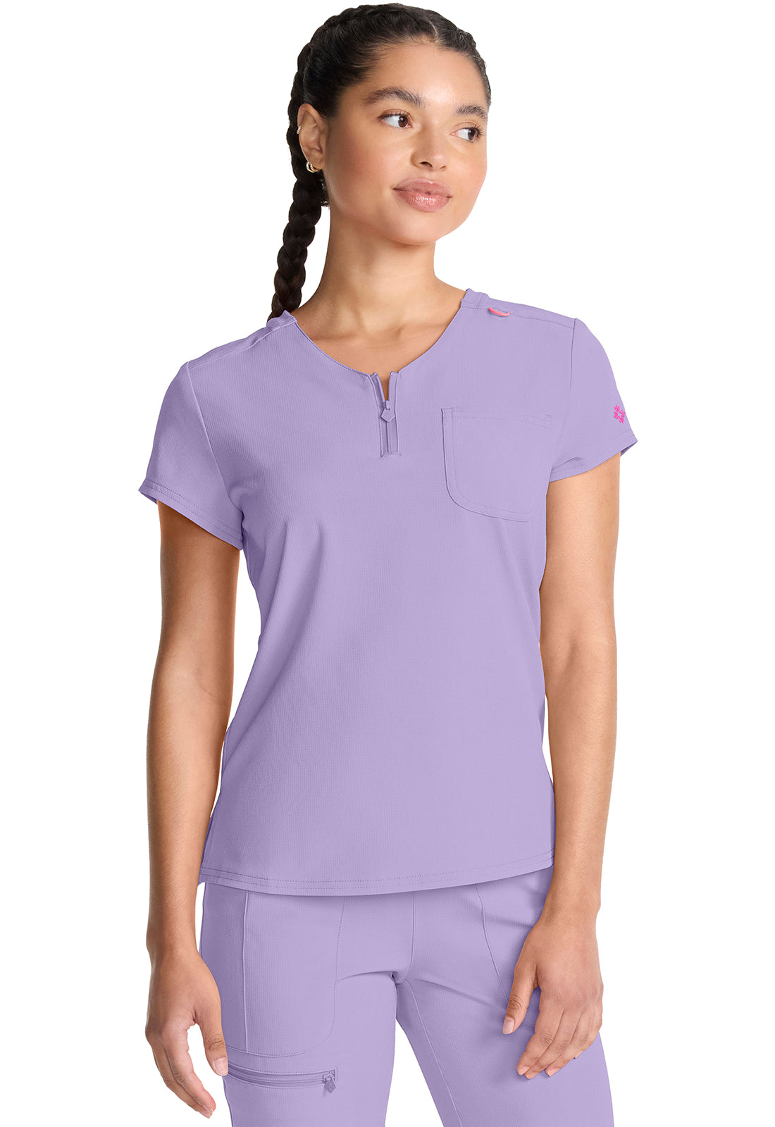 AMP MC705 Quarter Zip V-Neck Tuckable Top Digital Lavender Image