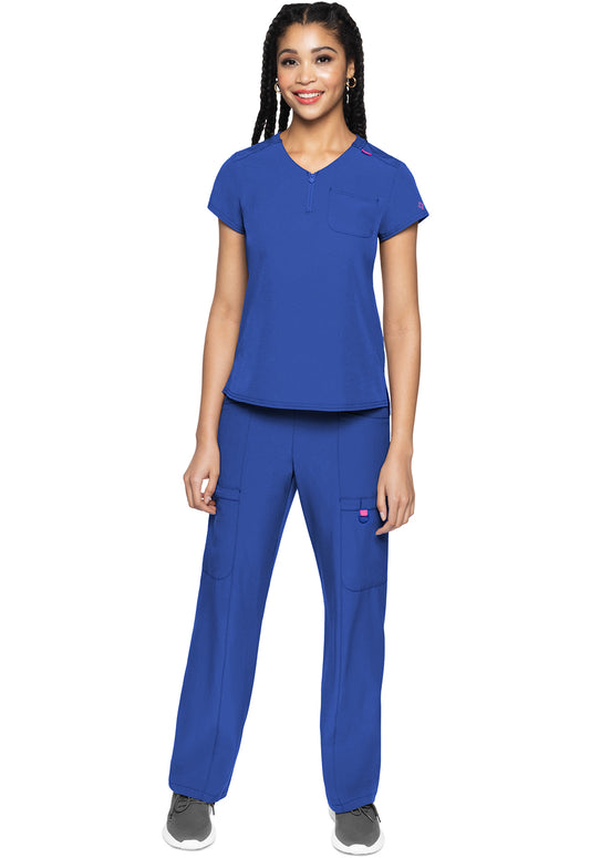 Amp MC705 Women's Quarter Zip V-Neck Tuckable Scrub Top Royal