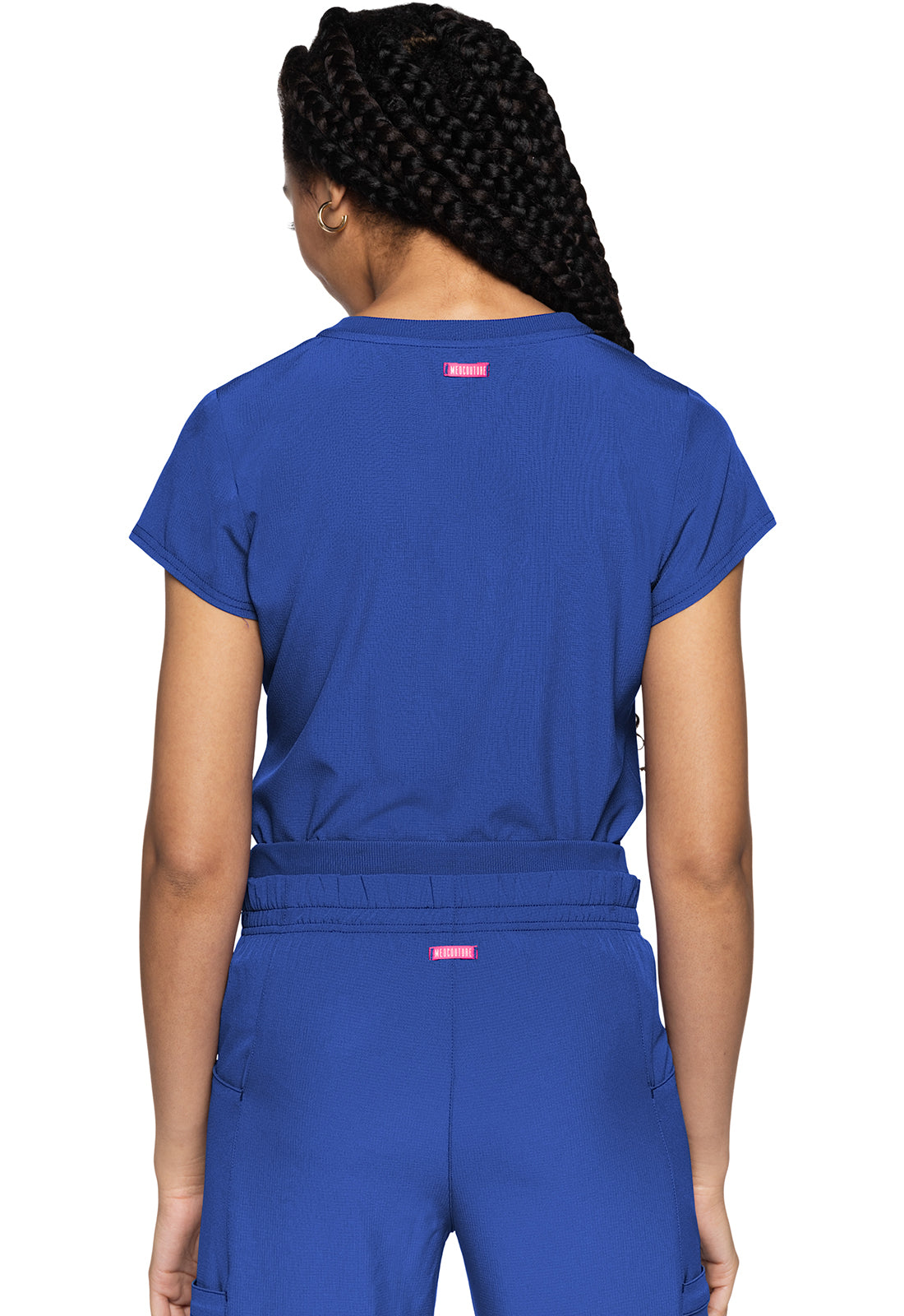 AMP MC705 Quarter Zip V-Neck Tuckable Top Royal Model Image Back | Med Couture