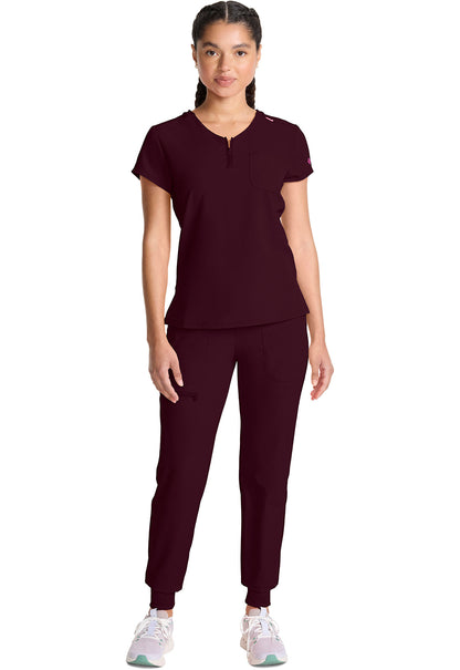 AMP MC705 Quarter Zip V-Neck Tuckable Top Wine Image