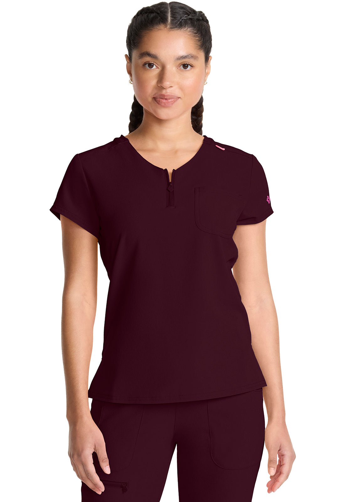 Amp MC705 Women's Quarter Zip V-Neck Tuckable Scrub Top image 1