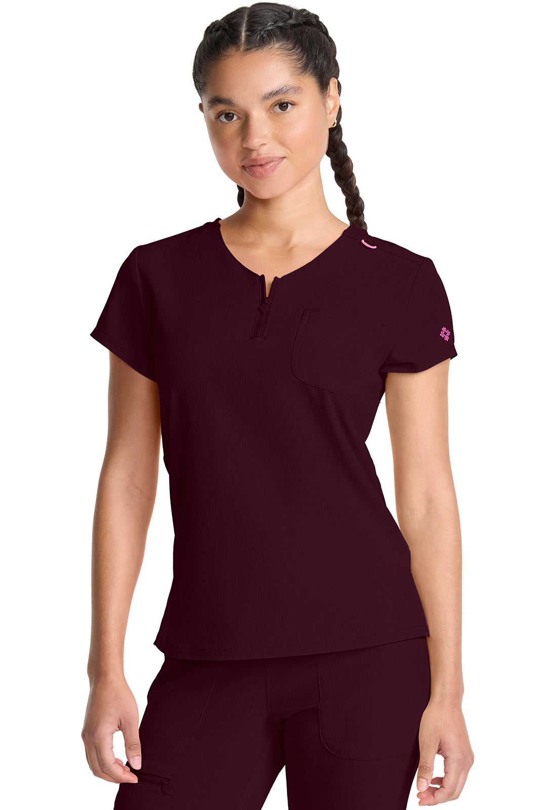 AMP MC705 Quarter Zip V-Neck Tuckable Top Wine Image