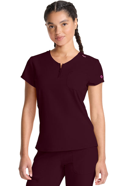 AMP MC705 Quarter Zip V-Neck Tuckable Top Wine Image