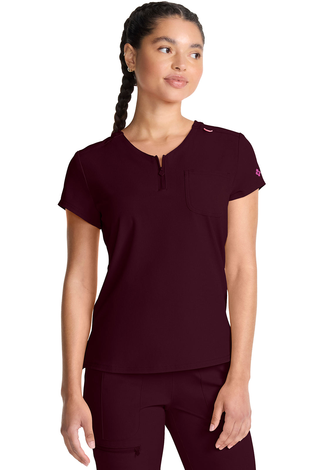 AMP MC705 Quarter Zip V-Neck Tuckable Top Wine Image