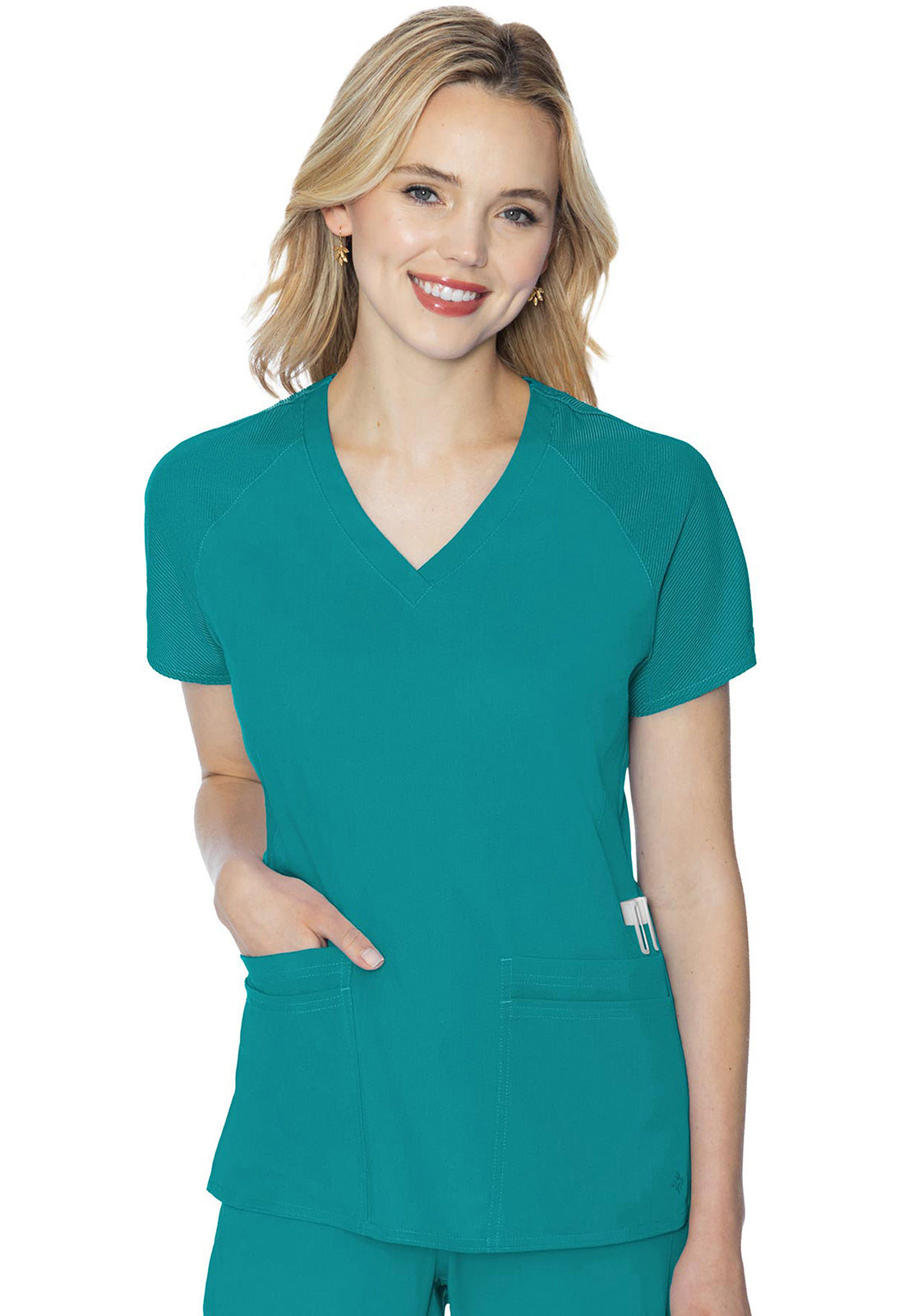 Touch MC7425 Raglan Sleeve Top Teal Model Image Front | Med Couture