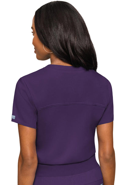 Touch MC7448 V-Neck Tuck In Eggplant Model Image Back | Med Couture