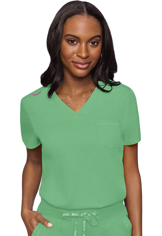 Touch MC7448 V-Neck Tuck In Kiwi Lime Model Image Front | Med Couture