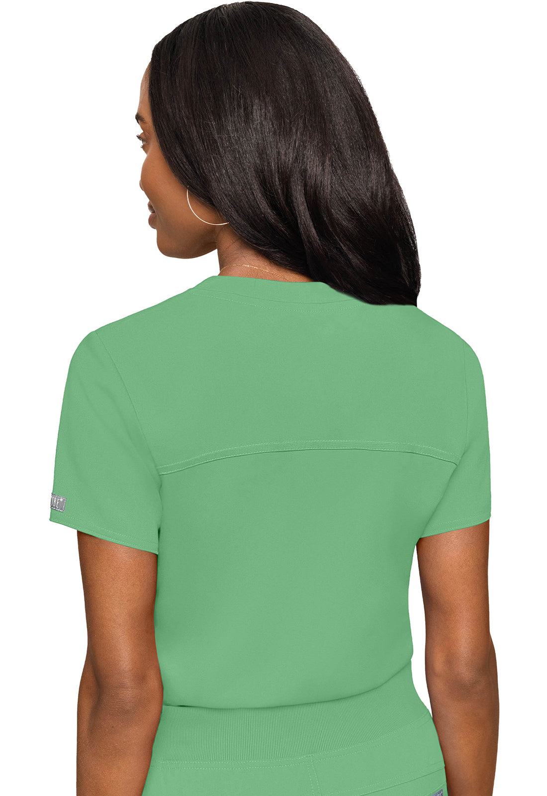 Touch MC7448 V-Neck Tuck In Kiwi Lime Model Image Back | Med Couture