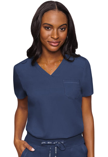 Touch MC7448 V-Neck Tuck In Navy Model Image Front | Med Couture