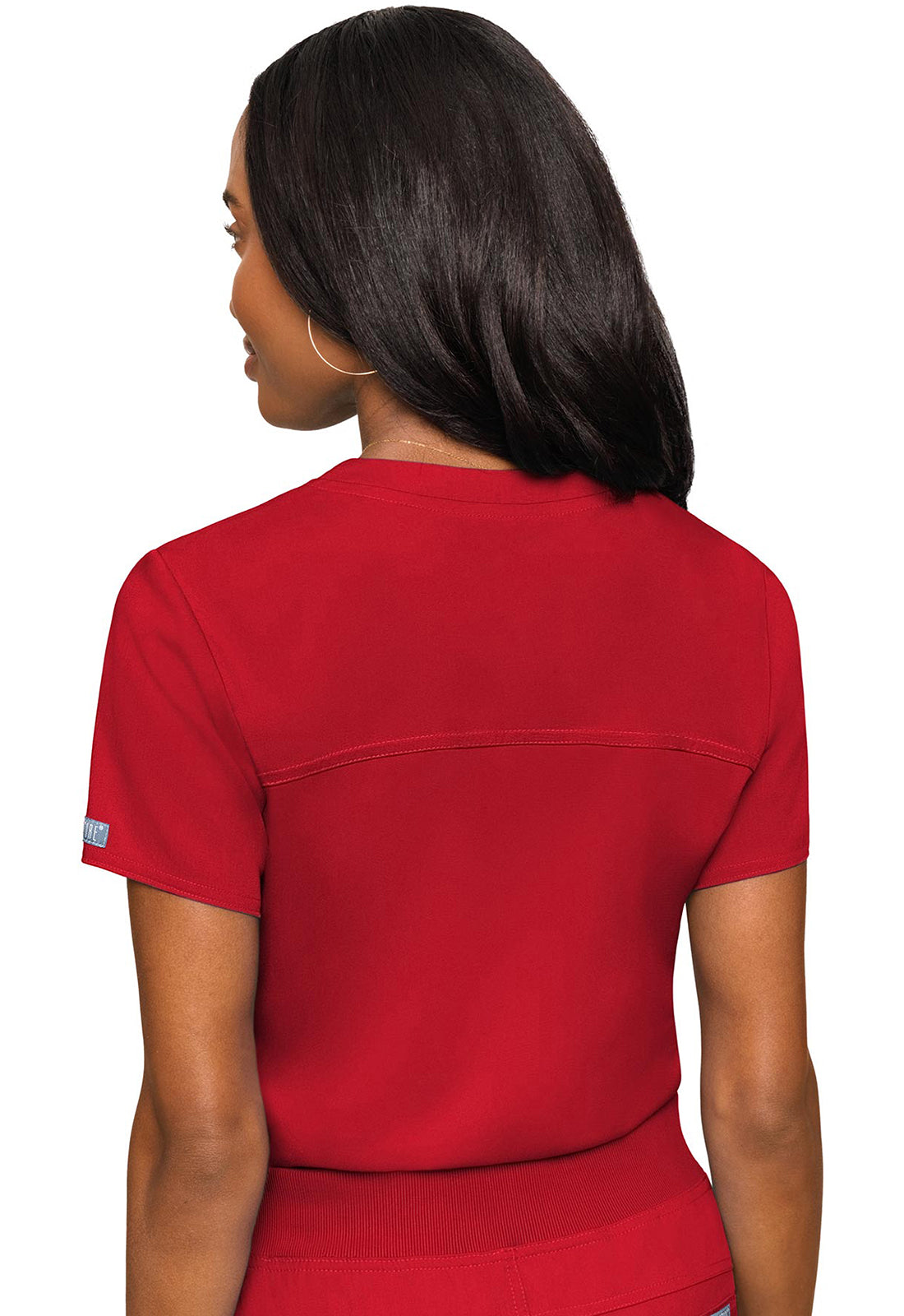 Touch MC7448 V-Neck Tuck In Red Model Image Back | Med Couture