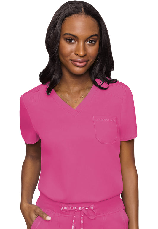 Touch MC7448 V-Neck Tuck In Raspberry Tart Model Image Front | Med Couture