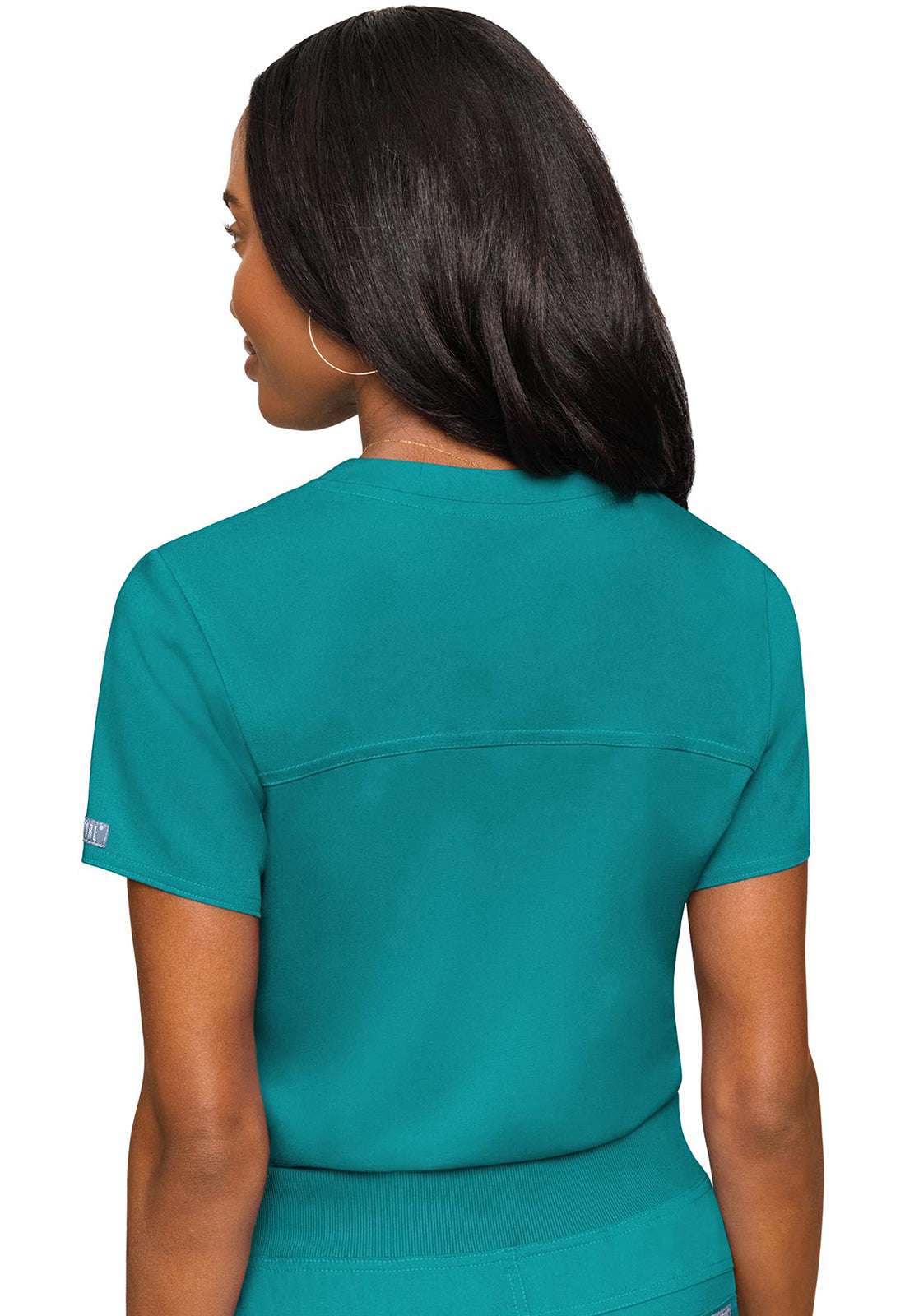 Touch MC7448 V-Neck Tuck In Teal Model Image Back | Med Couture