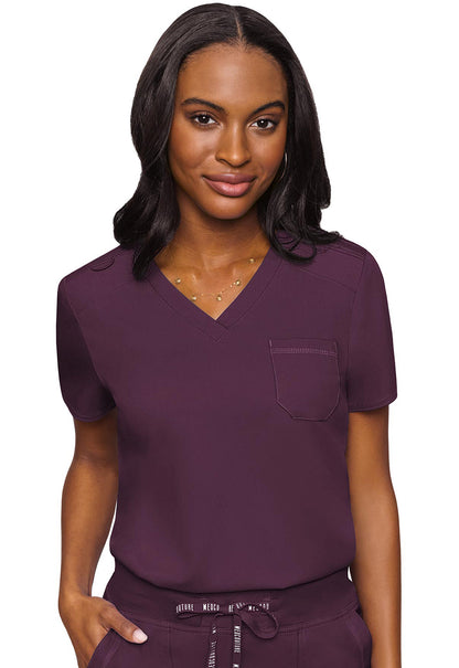 Touch MC7448 V-Neck Tuck In Wine Model Image Front | Med Couture