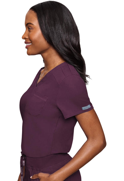 Touch MC7448 V-Neck Tuck In Wine Model Image Right Side | Med Couture