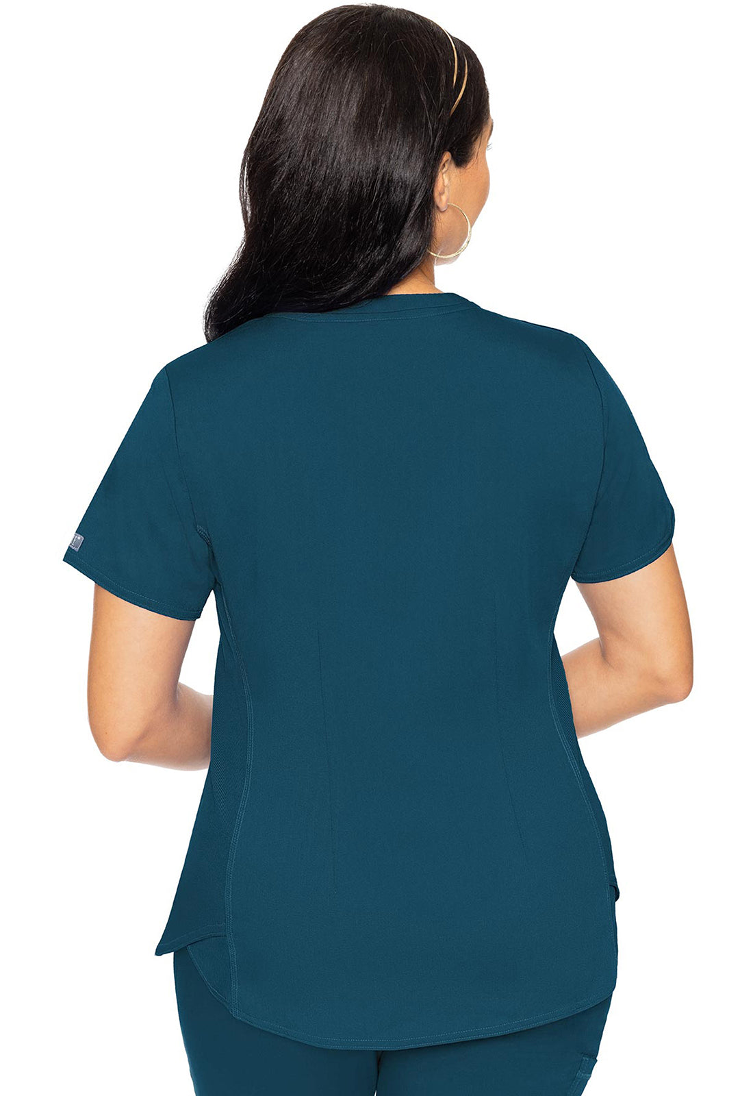 Touch MC7459 V-Neck Shirttail Top Caribbean Model Image Back | Med Couture