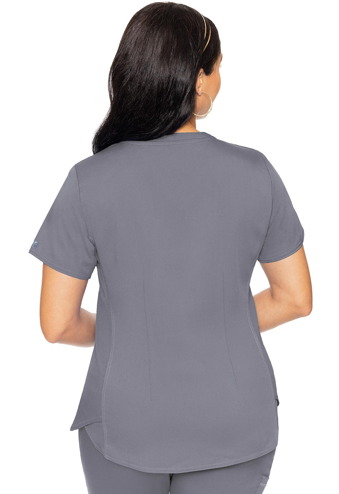 Touch MC7459 V-Neck Shirttail Top Cloud Model Image Back | Med Couture