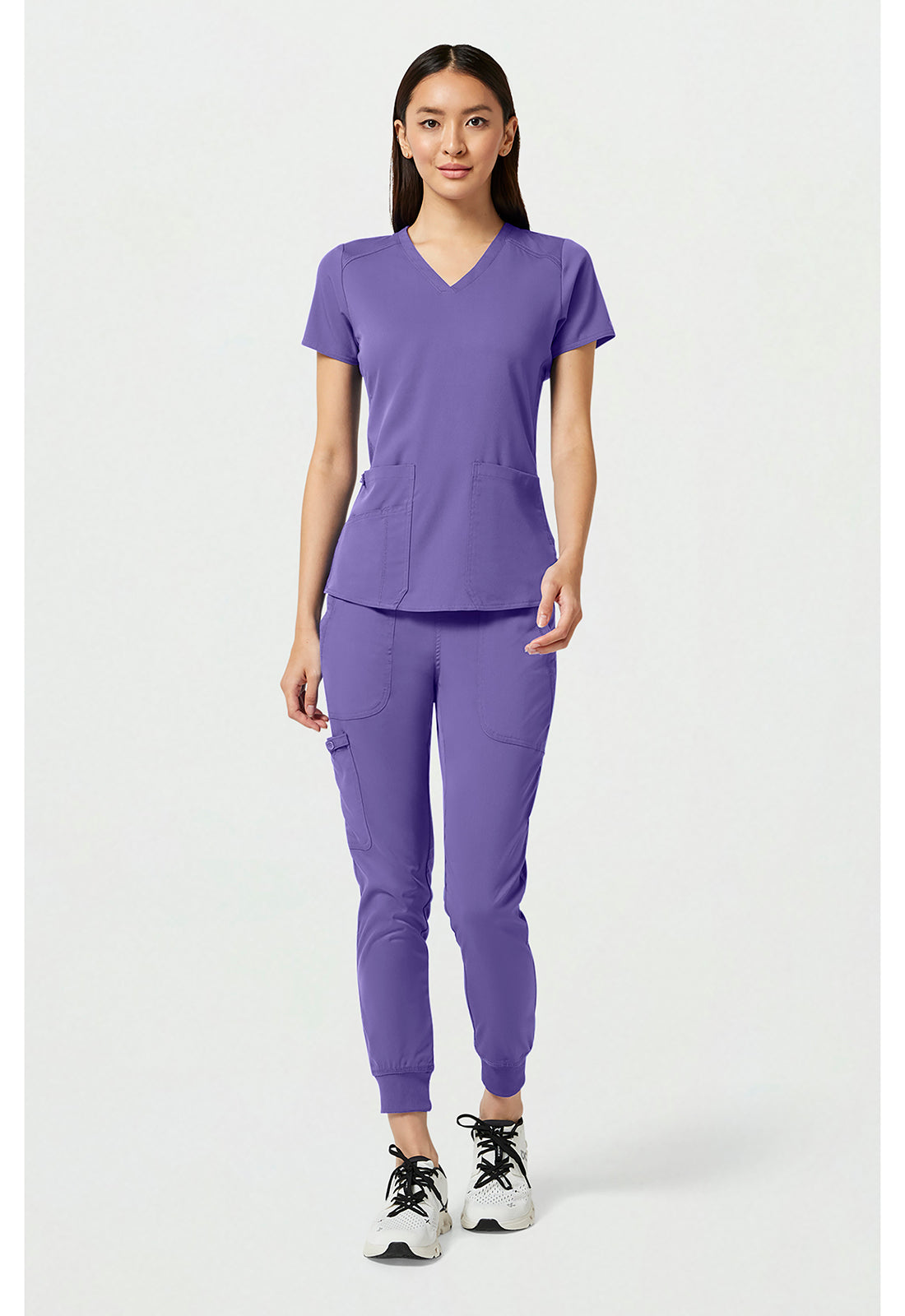 Touch MC7459 Women's V-Neck Shirttail Scrub Top Electric Lavender