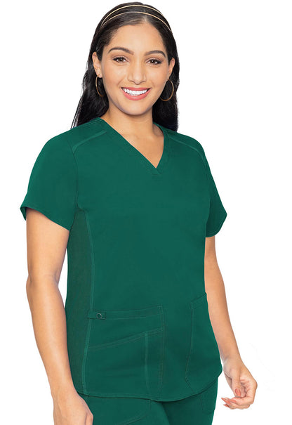 Touch MC7459 V-Neck Shirttail Top Hunter Green Model Image Front | Med Couture