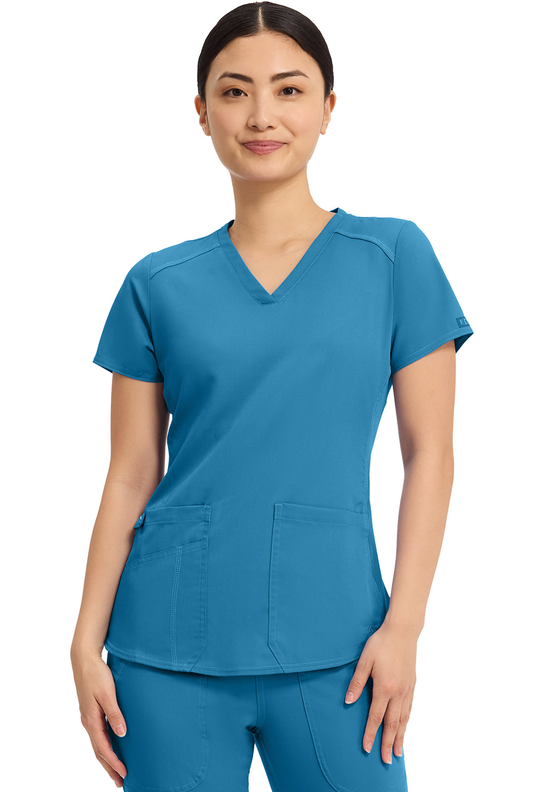 Touch MC7459 V-Neck Shirttail Top Mali-Blue Shore