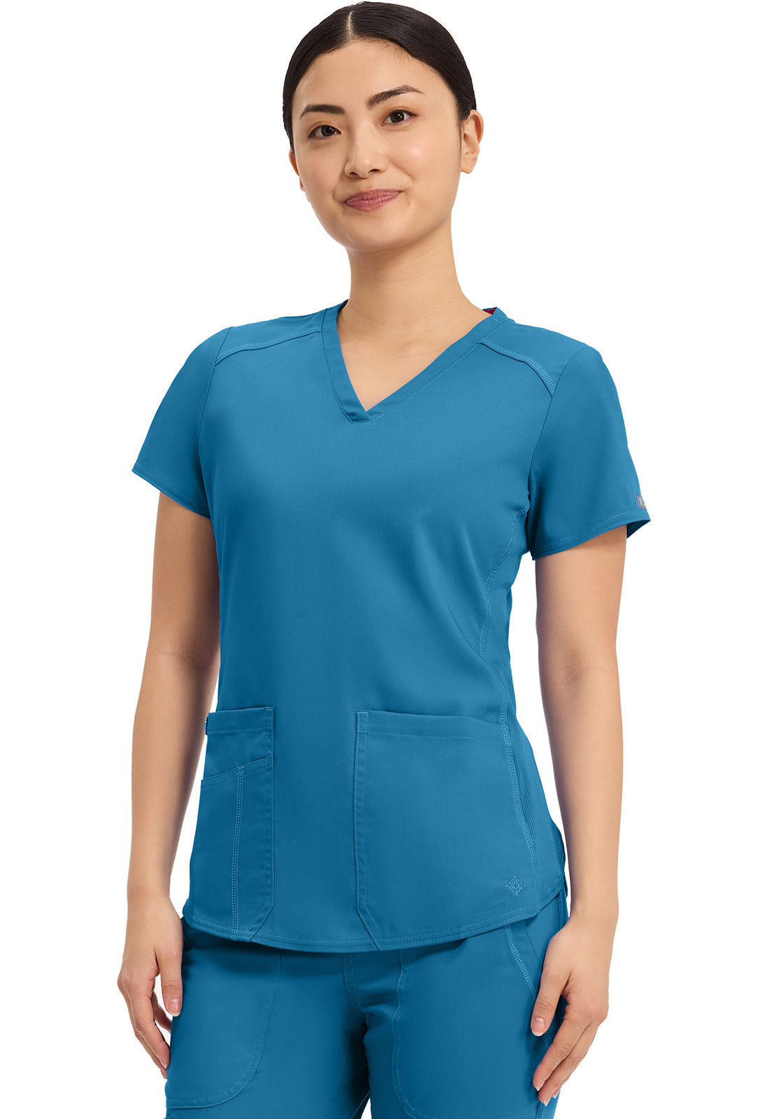 Touch MC7459 V-Neck Shirttail Top Mali-Blue Shore