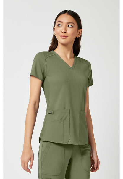 Touch MC7459 Women's V-Neck Shirttail Scrub Top Olive