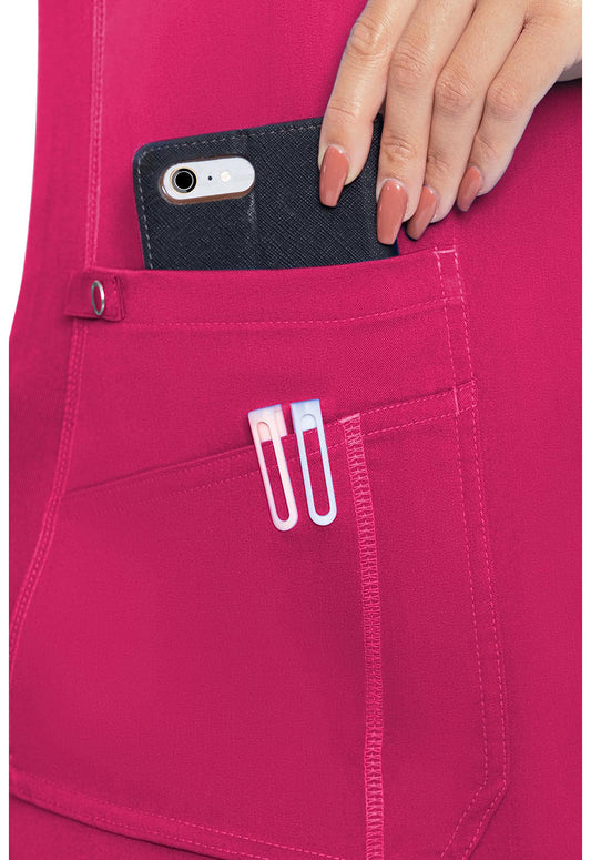 Touch MC7459 Women's V-Neck Shirttail Scrub Top Pink Punch