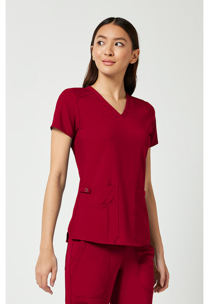 Touch MC7459 Women's V-Neck Shirttail Scrub Top Red