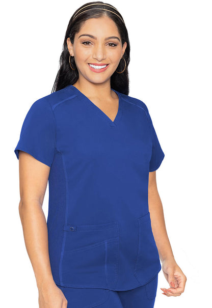 Touch MC7459 V-Neck Shirttail Top Royal Model Image Front | Med Couture