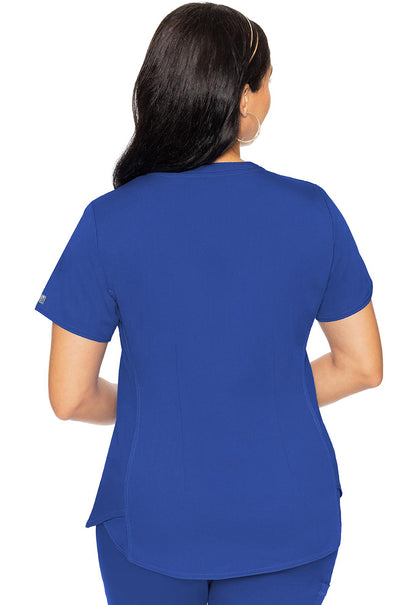 Touch MC7459 V-Neck Shirttail Top Royal Model Image Back | Med Couture