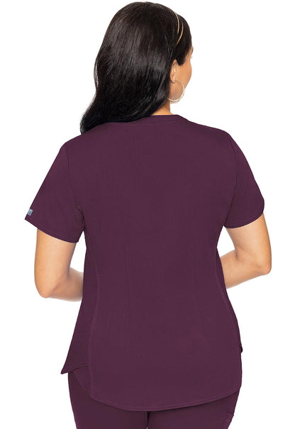 Touch MC7459 V-Neck Shirttail Top Wine Model Image Back | Med Couture