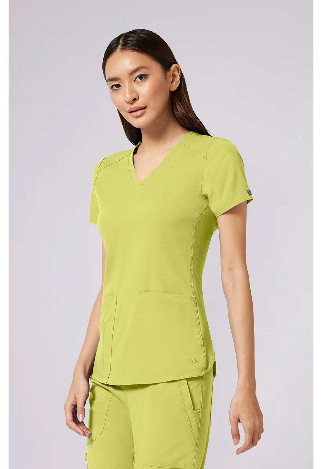 Touch MC7459 Women's V-Neck Shirttail Scrub Top Wasabi