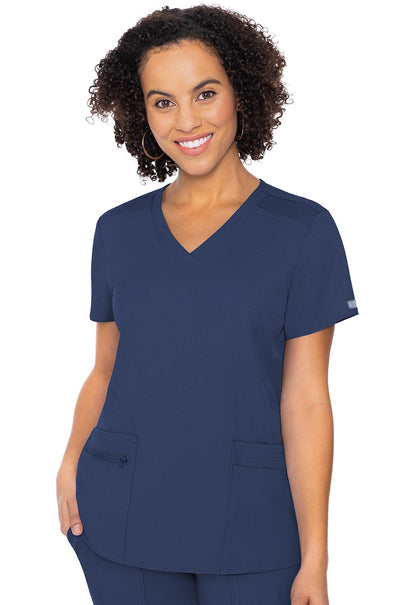 Touch MC7468 4 Pocket Top Navy Model Image Front | Med Couture