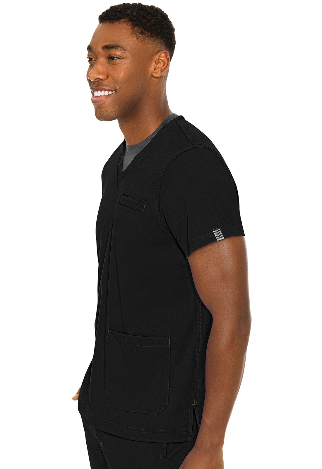 Touch MC7477 Wescott Three Pocket Top Black Model Image Right Side | Rothwear