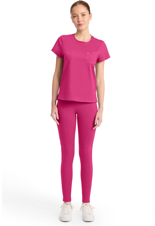 Amp Knit MC751 Women's Crew Neck Tee Pink Power