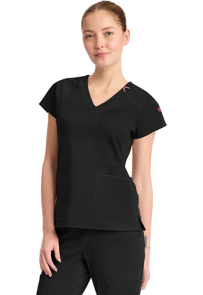 AMP Knit MC752 Raglan V-Neck Top Black