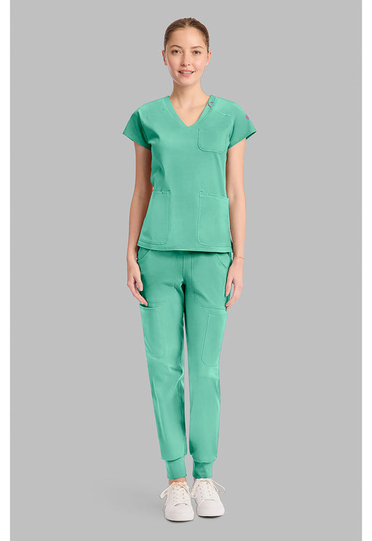 Amp Knit MC752 Women's Raglan V-Neck Scrub Top Mint Condition