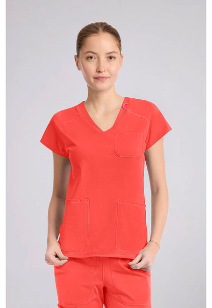 Amp Knit MC752 Women's Raglan V-Neck Scrub Top One In A Melon