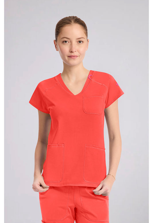 Amp Knit MC752 Women's Raglan V-Neck Scrub Top One In A Melon