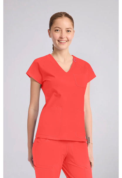 Amp Knit MC752 Women's Raglan V-Neck Scrub Top One In A Melon