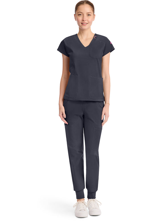 Amp Knit MC752 Women's Raglan V-Neck Scrub Top Pewter