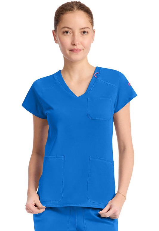 AMP Knit MC752 Raglan V-Neck Top Royal