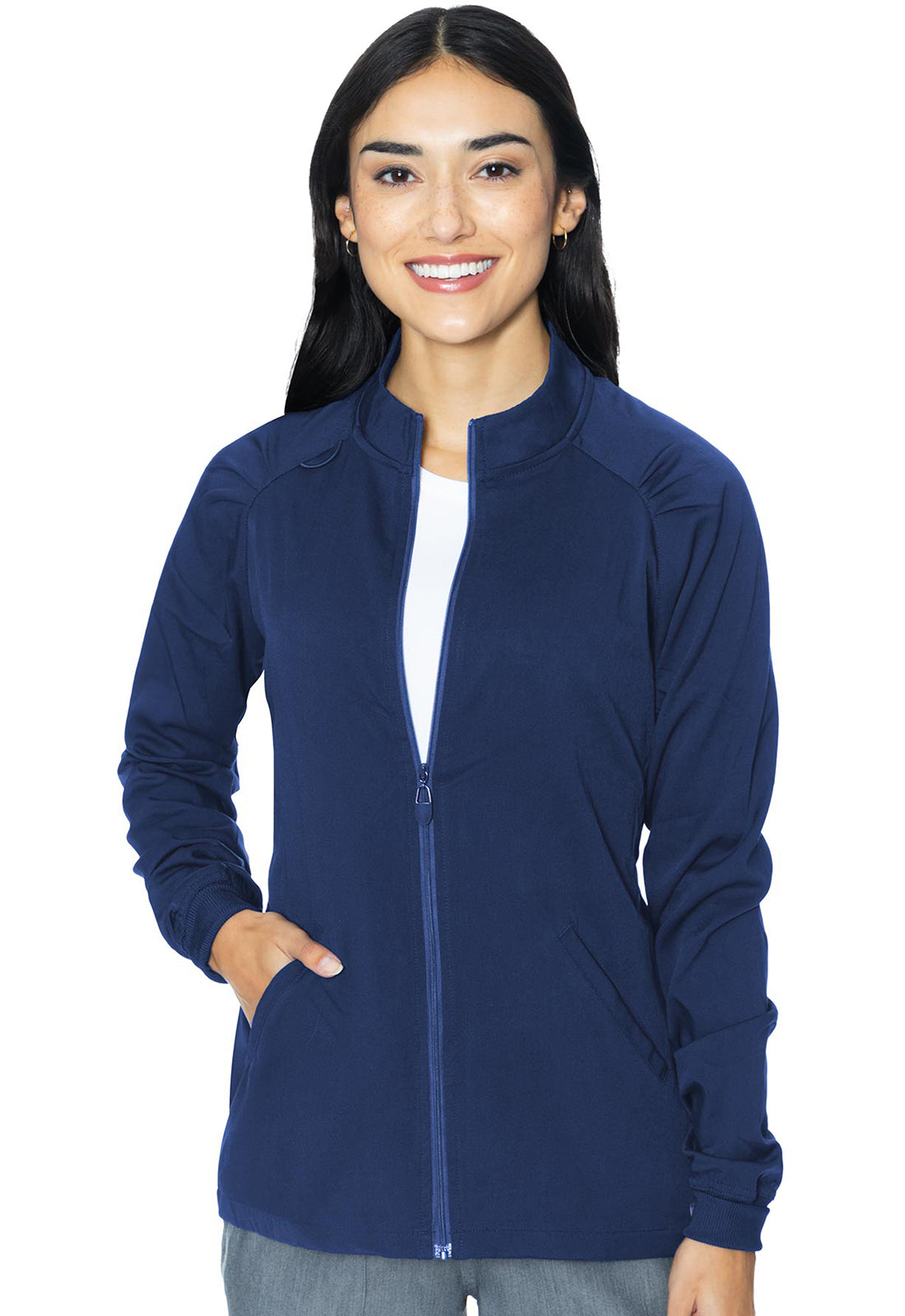 Touch MC7660 Raglan Warmup Navy Model Image Front | Med Couture