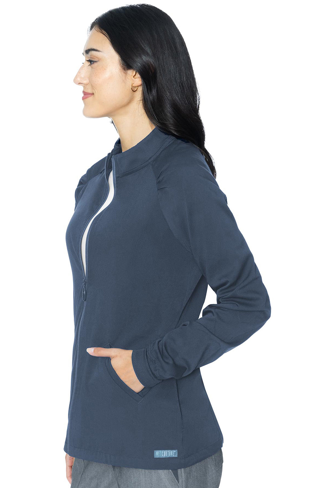 Touch MC7660 Raglan Warmup Pewter Model Image Right Side | Med Couture